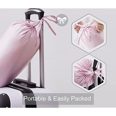 Silk Throw Blanket - Pink Cooling Packable Satin Blanket for Couch, Bed, Camping, Outdoor, Travel, Car - Super Soft Lightweight Cozy Blanket(50'' x 60'', Pink)