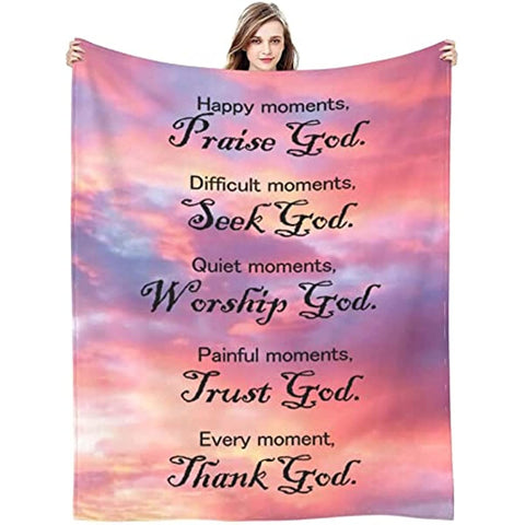 Bible Blanket Christian Gifts for Women, Religious Blanket with Inspirational Verse Thoughts and Prayers-Scripture Blanket Catholic Gifts Birthday Gifts Spiritual Gifts for Women