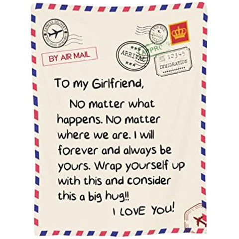 Gift to My Girlfriend Throw Blankets Anniversary Birthday Gift for Women Men, Husband Romantic Fleece Blanket for Bed Couch, Super Soft Flannel Throw Blankets for Christmas Valentines Mothers Day