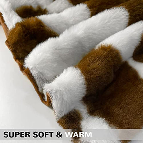Cow Print Blanket, Double-Sided Throw Blanket for Couch Sofa Bed Office Fleece Blanket Soft Fluffy Blankets Plush Blanket for Adults Kids in All Seasons 51" x 63"