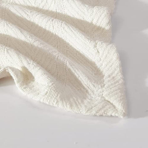 Queen Blanket, Lightweight Cotton Bedding, Home Decor for All Seasons (Herringbone Bone, Queen)