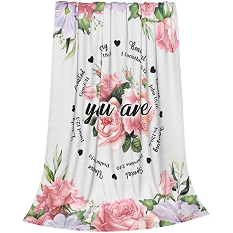 Birthday Gifts for Women Blanket, Inspirational Gifts for Women, Mom, Friend for Unique Birthday Religious Gifts Christian Gifts for Women 60x50in Cozy Soft Flannel Throw Blanket