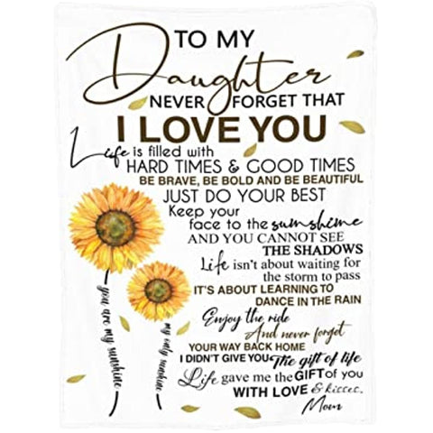 Fleece Blanket to My Daughter Printed Quilts Mom for Daughter's Blanket Positive Encourage and Love mom Flannel Blanket Gifts (40 * 50 inch,10)