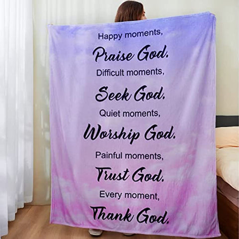 Bible Verse Blanket Christian Gifts for Women, Religious Gifts Healing Throw Blanket with Inspirational Thoughts and Prayers, Soft Fleece Blanket Birthday for Women 40"X50"