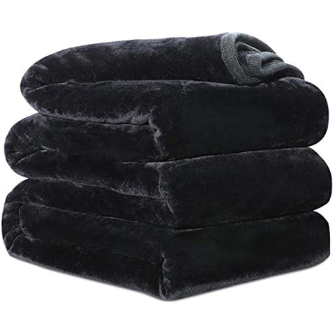 Fleece Blanket Queen King Twin Throw Size Soft Summer Cooling Breathable Luxury Plush Travel Camping Blankets Lightweight for Sofa Couch Bed (Black, Queen (90" x 90"))