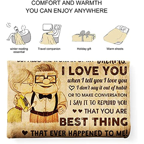 Anniversary Birthday Gift for Her Wife Gifts from Husband Romantic I Love You Weeding Gift for Women to My Wife Super Soft Flannel Throw Blankets for Christmas Valentines Mothers Day