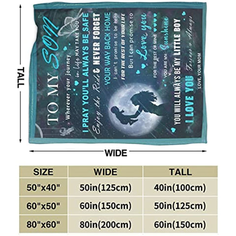 Son Blanket from Mom, Mothers Day to My Son Gifts Blanket-Birthday Graduation Gifts for Son Throw Blanket 60"x50" -Gifts for Son from Mom Blanket