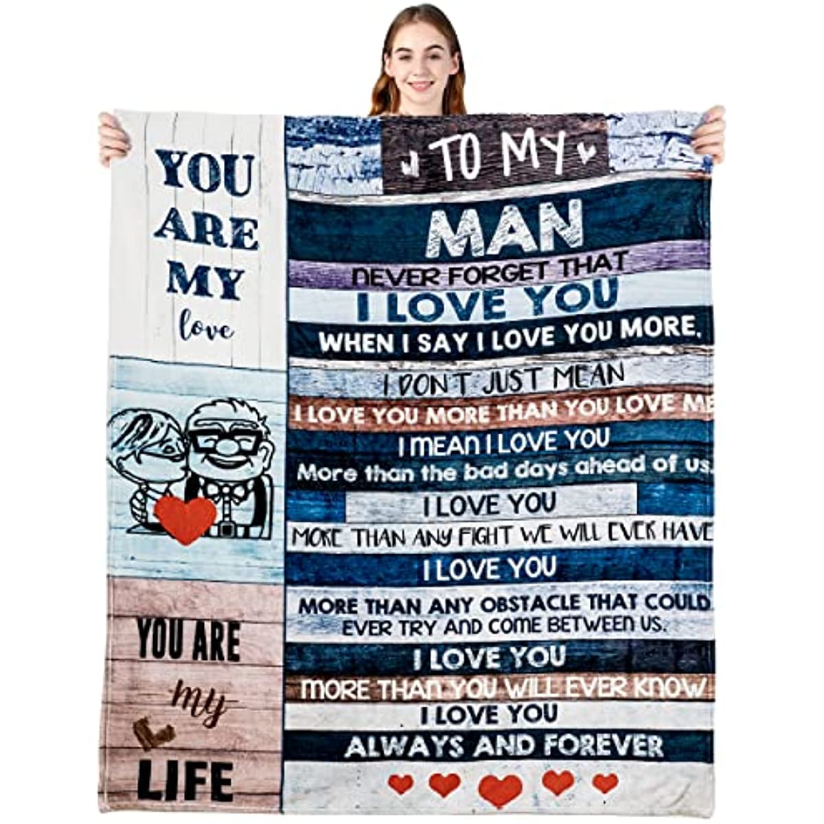 Anniversary Valentines Gifts for Husband Boyfriend Dad, You are My Life Wedding Christmas Blankets Gifts to My Man Fleece Blankets Soft Bedding Sofa