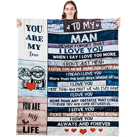 Anniversary Valentines Gifts for Husband Boyfriend Dad, You are My Life Wedding Christmas Blankets Gifts to My Man Fleece Blankets Soft Bedding Sofa