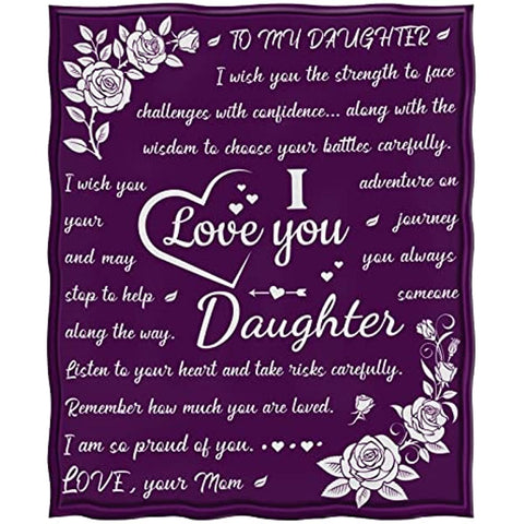 Daughter Blanket from Mom, Daughter Gift Blanket Super Soft Throw for Mothers Day, Birthday, Christmas 50"x60" (Purple)