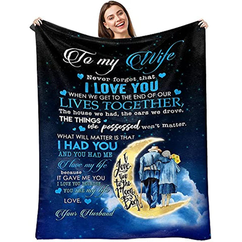 Mothers Day Birthday Gifts for Wife from Husband, Anniversary Wedding Gifts for Her,Wife Birthday Gift Ideas,to My Wife Blanket from Husband,Christmas Valentines Gifts for Wife 60'' x 50''