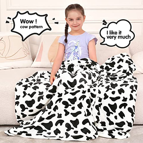 Cow Print Blanket, Fuzzy Baby Girl Cow Print Throw Blankets for Couch, Kids Fleece Throw Blanket, Soft Warm Plush Cow Toddler Blanket for Boys, Flannel Throw Blankets for Children