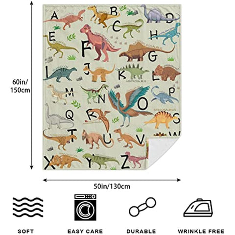 Dinosaur Blanket for Boys Girls Unique Dinosaur Gifts Soft Warm Cozy Fleece Kids Dinosaur Blankets All Season Dino Throw Blankets for Sofa Couch Bed Dinosaur Room Decor Blankets for Kids 60"x50"