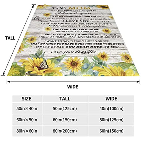 Gifts for Mom from Daughter Throw Blanket to My Mom Birthday Gifts for Mom Mother's Day Thanksgiving Christmas Day Gifts for Mom Soft Fleece Throw Mother Blanket