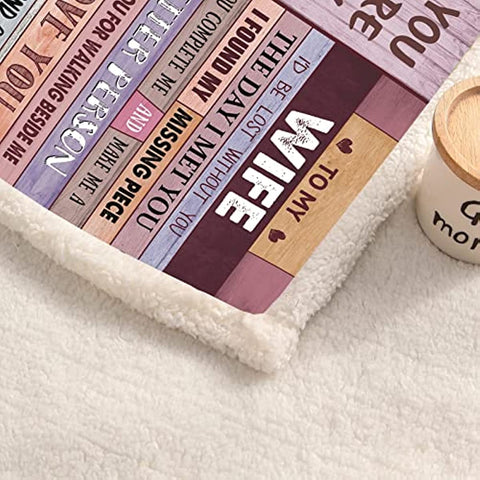 To My Wife Blanket Wedding for Wife Birthday Gifts from Husband Happy for Her Romantic Present Valentines Day (50x60,Sherpa,Th Year)