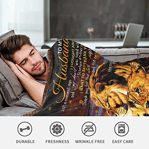 Gift to My Husband Gifts from Wife Super Soft Flannel Fleece Throws Lightweight Warm Blankets Romantic Gifts for Him Husband for Wedding Birthday Anniversary Valentines Day Fathers day 60"x50"