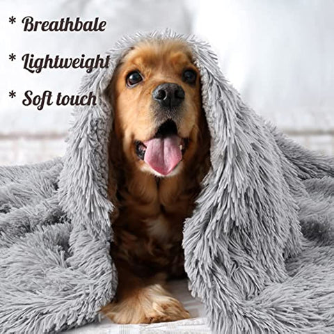 Medium Dog Blanket for Couch Bed Crate, Cozy Reversible Fleece Dog Blanket, Washable Fluffy Throw Blankets 30x40 Inches Grey
