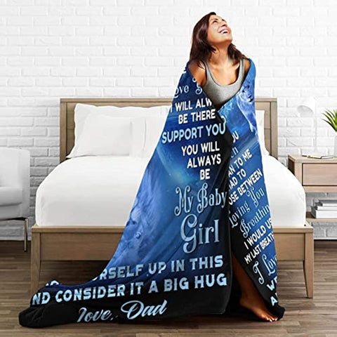 Daughter Gift from Dad Birthday Gifts from Lion Father Blanket to My Daughter Romantic Christmas Birthday Gifts for Her Lightweight Flannel Blanket for Bed Sofa