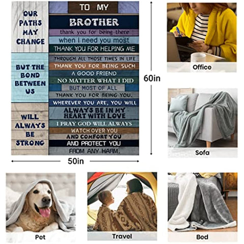 Gift for Brother Blanket - Brother Gifts from Sister - Brother Sister Gift - Gifts for a Brother - Big Brother Gift - Gifts for Brother Adult Birthday,Graduation, for Brother from Brother 60x50in