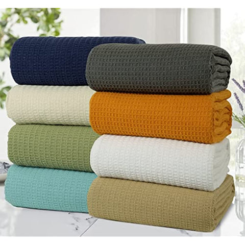 Blanket Queen Size 100% Cotton Throw Blanket - Soft Breathable Lightweight Layering All Season Thermal Blanket for Bed Sofa and Couch 90 x 90 Inches Grey Color by Bed Bath and Home