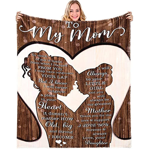 to My Mom Blanket Mother's Day Birthday Gifts for Mom from Daughter, Women's Day Gifts for her Anniversary Mom Gifts, I Love You Mom Gift Ideas Super Soft Throw Blankets from Daughter, 80''x60'' inch