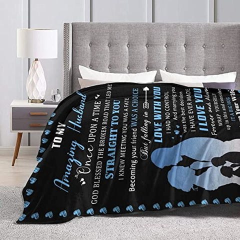 Fathers Day Birthday Gift for Husband, Gifts for Husband from Wife Blanket, Anniversary Birthday Gifts for Him Husband, Husband Gifts from Wife, to My Husband Blanket from Wife, 60"x50"