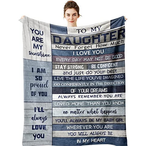 Daughter Gifts Blanket - Daughter Gift from Mom Dad - Gifts for Daughters from Mothers 60"x 50" Blankets - Birthday Gifts for Daughter - Gifts for Grown Daughter - Daughter Graduation Gift Ideas