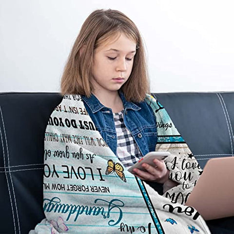 to My Granddaughter Blanket for Mothers Day - Granddaughter Gifts from Grandma - Birthday Gifts for Granddaughter - Grandaughter Gift Cozy & Soft Flannel Throw Blanket 60 x 50 inch