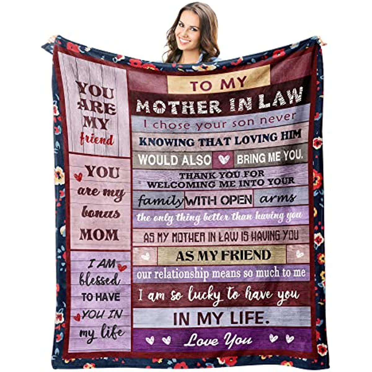 Mother in Law Gifts from Daughter in Law Throw Blanket 60"x50" - Mother’s Day Birthday Gifts for Mother in Law - Mother in Law Gifts from Daughter in Law Blankets for Bed Sofa