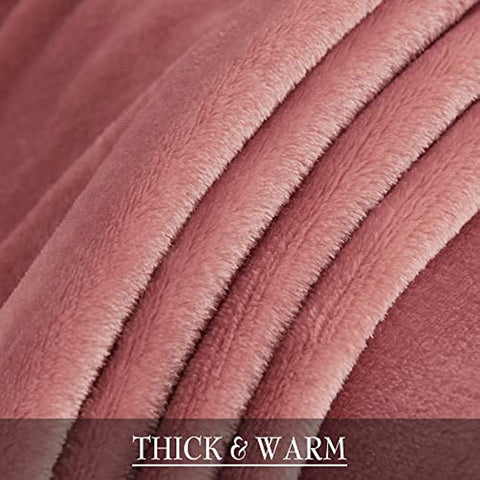 Pink Velvet Blanket Throw Size All Season Fuzzy Fleece Microfiber Throws Lightweight Blankets for Couch Bed Gift Ideals for Birthday Christmas, Dusty Pink, W50 x L60 inch