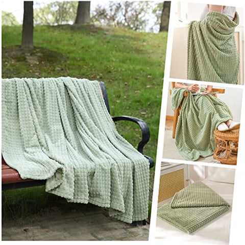 Luxury Flannel Fleece Super Soft Home Furnishing Throw Blanket with Stereoscopic Grid Design (Sage Green, 50"x70")