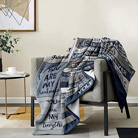 Husband Gifts from Wife Blanket - Gifts for Him Husband 60" x 50" Blankets - Best Husband Gifts for Men - Future Gifts for Husband Who Has Everything - Valentines Anniversary Birthday Gift Ideas