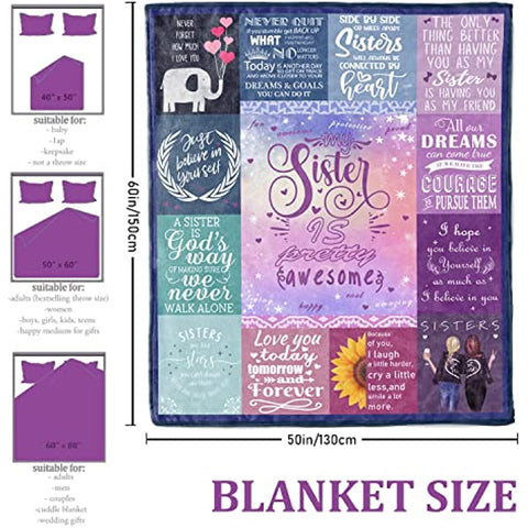 Sister Gifts Blanket Sister Birthday Gifts from Sister, Sister Gift from Sister, Gifts for Sister, Best Birthday Gifts for Sister Super Soft Throw Blankets 50"x60"