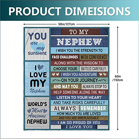Nephew Gifts, Gifts for Nephew Blanket, Nephew Gifts from Auntie, Throw Blanket Gifts for Nephew from Aunt,Nephew Birthday Gifts from Auntie,Anniversary Valentine for Nephew 60"x50"