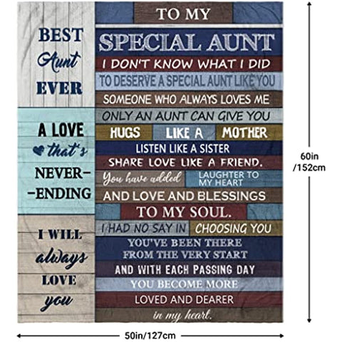 Aunt Gifts for Mothers Day, Aunt Gifts from Niece, Gifts for Aunt Blanket 60"x50", Best Aunt Ever Gifts, Gifts for Aunts from Niece/Nephew, Aunt Birthday Gift, Auntie Gifts from Niece/Nephew