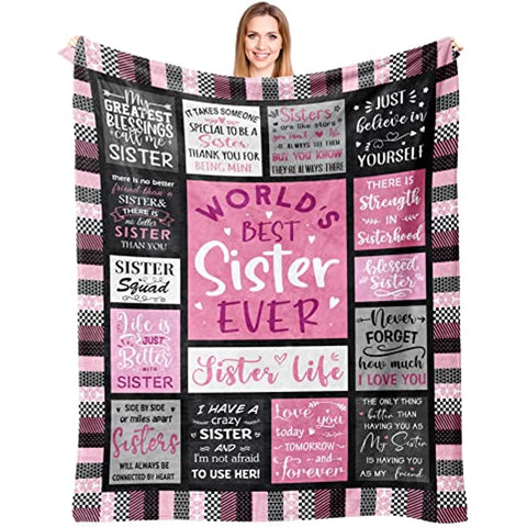 Sister Gifts Throw Blanket 50"x60" - Sister Birthday Gifts from Sister - Sisters Gifts from Sister - Happy Birthday Gifts for Sister - Gifts for Sister - Sister Blanket - Best Sister Gift Idea