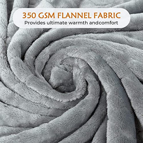 Fleece Blanket Super Soft Cozy Throw Blanket 50" x 60", Lightweight Fuzzy Comfy Textured Flannel Blanket Winter Warm Plush Throw Blankets for Couch, Sofa, Bed, Light Grey