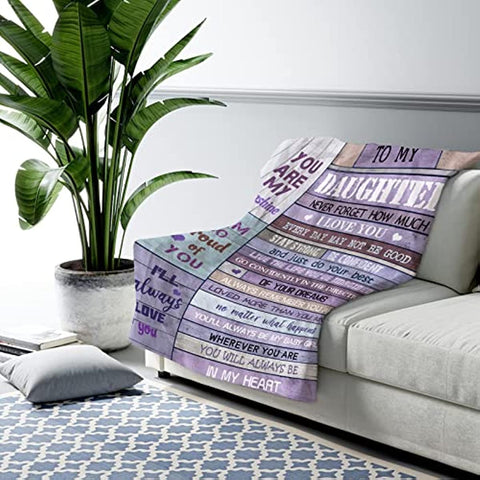 Daughter Gift from Mom Blanket - Daughter Gifts from Dad 60"x 50" - Gifts for Daughters - Daughter Gift from Mother Father - Gifts for Grown Daughter - Dauhter Birthday Graduation Gift Ideas