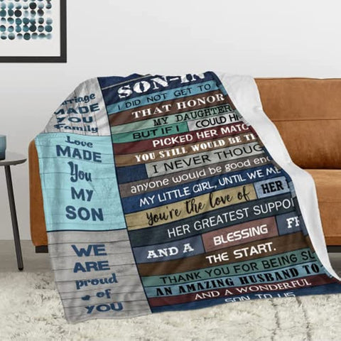 Son in Law Gifts - Son in Laws Gifts from Mother in Law - Gift for Son-in-Law - Son in Law Wedding Gift - Best Birthday Gifts for Son in Law - Future Son in Law Gift Blankets (50" X 60")