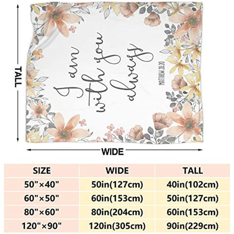 Bible Verse I Am with You Always Fleece Throw Blanket Lightweight Super Soft Flannel Bed Blanket Perfect Home Decor for Couch Chair Sofa Living Room 50"X40" Small