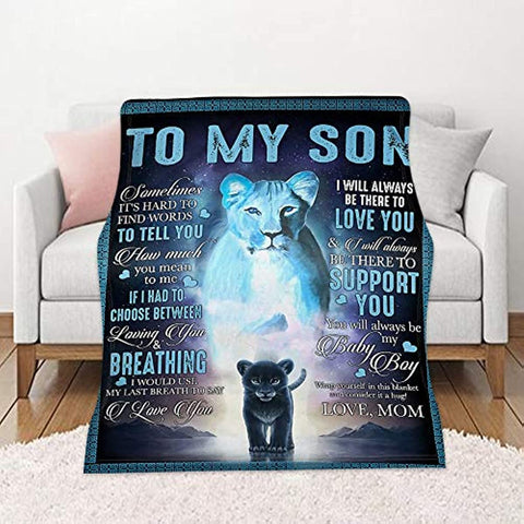 Gift for Son, to My Son Blanket Letter Printed Quilts Personalized Air Mail Blanket from Mom（50*60）