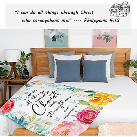 Christian Gifts for Women Blanket 60"x50", Inspirational Religious Gifts for Women Throw Blanket, Catholic Spiritual Gifts for Women, First Communion Gifts for Girls Catholic Blankets Throws