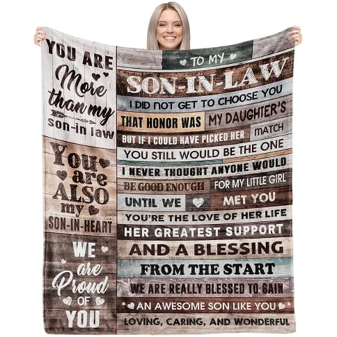Son in Law Gifts from Mother in Law to My Son Blankets in Bulk for Wedding Christmas Birthday for Son in Law from Mother Father in Law Throw Blanket 60"*50"