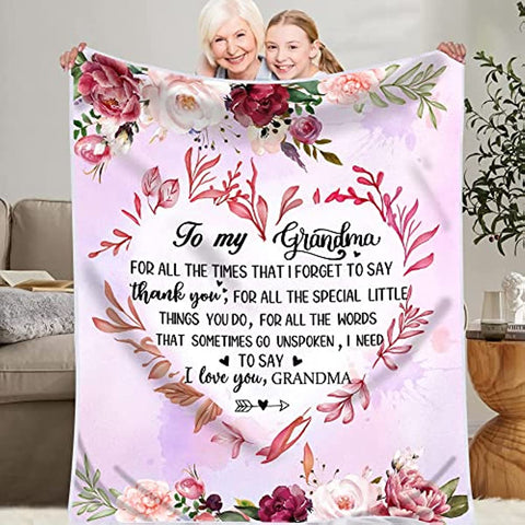 Grandma Blanket, Grandma Gifts Cozy & Soft Throw Blanket from Grandkids, Nana Gifts from Granddaughter, Grandma Birthday Gifts from Grandchildren, for Grandma, 50" x 60"