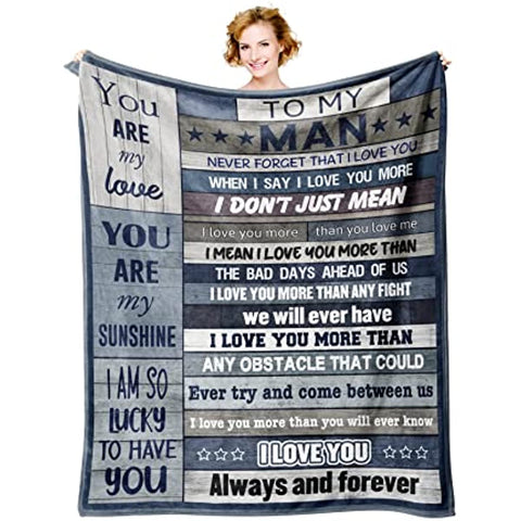 Gifts for Husband Boyfriend Blanket 60’’x50’’ Boyfriend Husband Birthday Gifts, i Love You Gifts for him, to My Husband Gift, Anniversary Christmas Wedding Romantic Valentines Gift for Husband