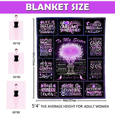 Sister Gifts Blanket, Sisters Gift from Sister, Sister Birthday Gifts from Sister, Birthday Gifts for Sister from Sisters, Gifts for Sister Throw Blanket, to My Sister Blanket 50"x60"
