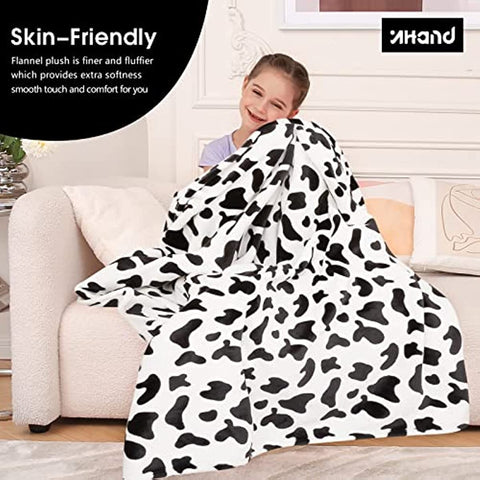 Cow Print Blanket, Fuzzy Baby Girl Cow Print Throw Blankets for Couch, Kids Fleece Throw Blanket, Soft Warm Plush Cow Toddler Blanket for Boys, Flannel Throw Blankets for Children