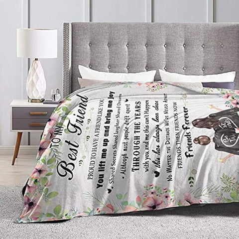 to My Best Friend Blanket for Women Ultra Soft Flannel Throw Blanket for Friends BFF Bestie Girls Birthday Anniversary 50 x 60 Inch