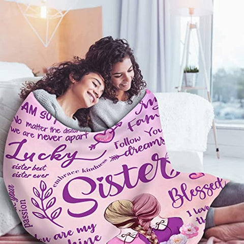 Sisters Gifts from Sister, Gifts for Mothers Day, Sister Gifts, Sister Birthday Gifts from Sister, Gifts for Sister, Big Sister Gift, Blanket, 60"x 50" Pink