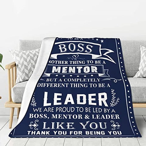 Boss Gifts for Men Blanket Boss Day Gift Birthday Christmas Retirement 50X60in Flannel Throw Blanket, Blue